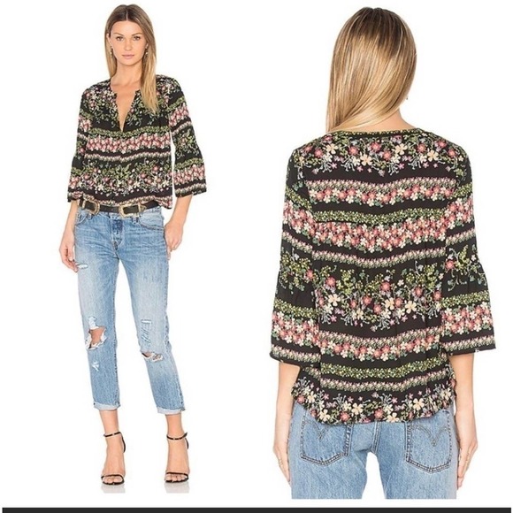 BB Dakota Tops - Jack BB Dakota Acerola Floral Tulip Sleeves Blouse Size Medium